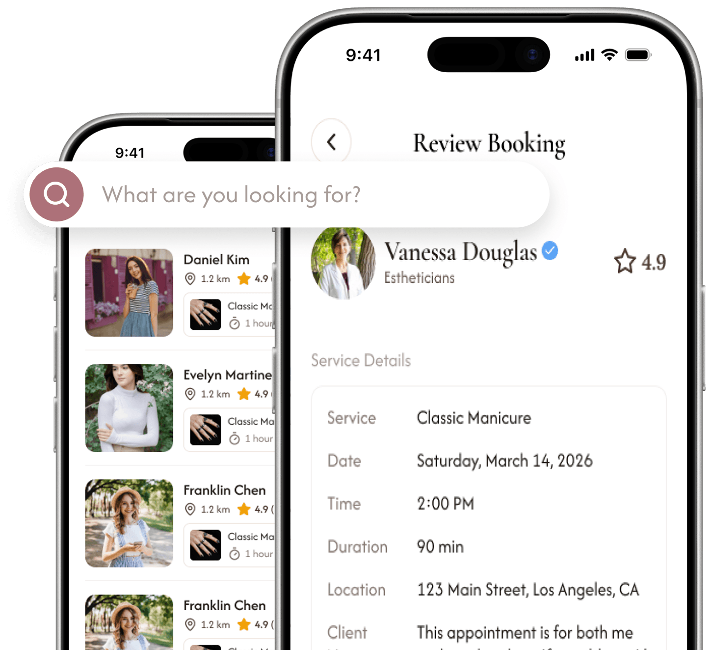 My Spa Pro app screens